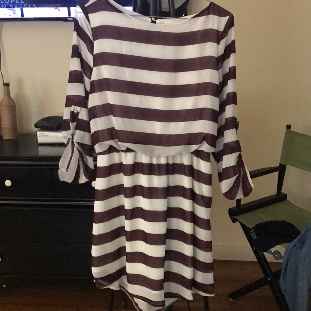 Charming Charlie Plum/White Striped Dress